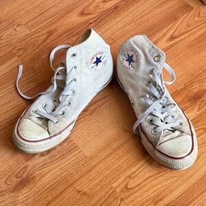 Classic White Converse High Top Sneakers - Size 6/8 - Well Worn Loved Aged Old